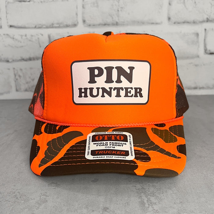 Pin Hunter Trucker Hat with Camouflage