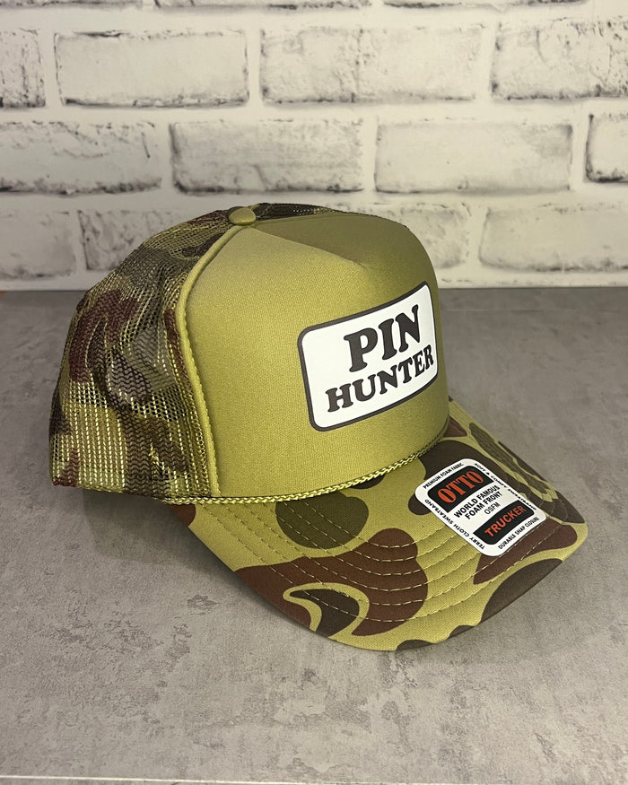 Pin Hunter Trucker Hat with Camouflage