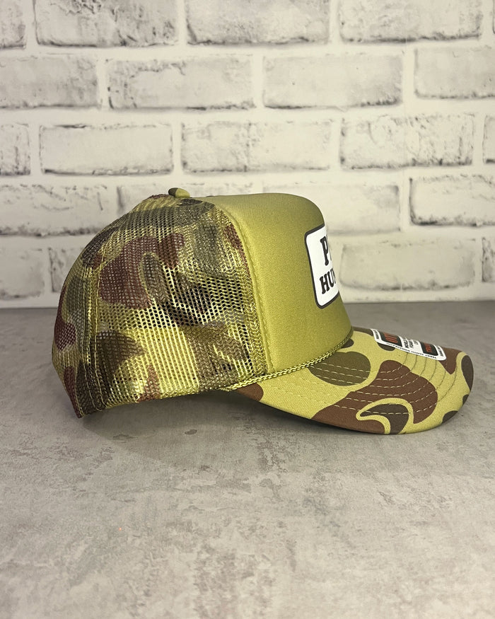 Pin Hunter Trucker Hat with Camouflage