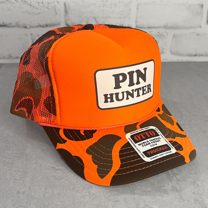 Pin Hunter Trucker Hat with Camouflage