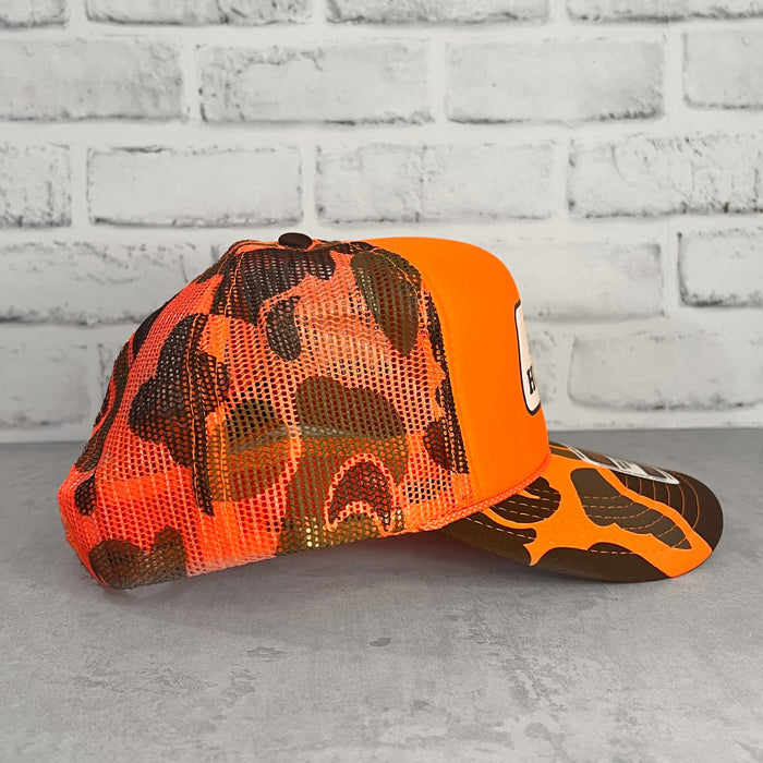Pin Hunter Trucker Hat with Camouflage