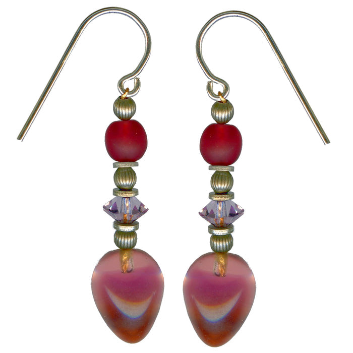 Owen Glass Collection Watercolors 33 pink and light amethyst glass earrings with vibrant, watercolor-inspired design.