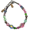 Pink and aqua crystal beaded bracelet from Owen Glass Collection with "Time Scales" design, featuring colorful beads and intricate details.