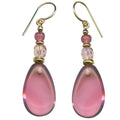 Owen Glass Collection pink glass and gold earrings with a sleek, modern design featuring elegant gold accents and vibrant pink glass.