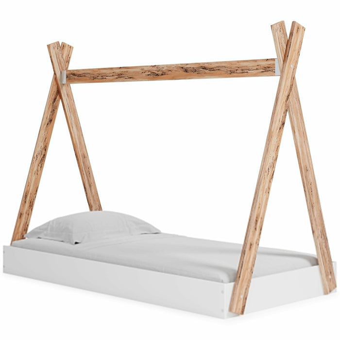 Piperton Two-tone Brown/White Twin Tent Complete Bed in Box - Brand New