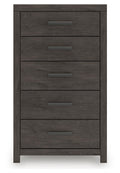 Prendonea Charcoal Five Drawer Chest - Brand New