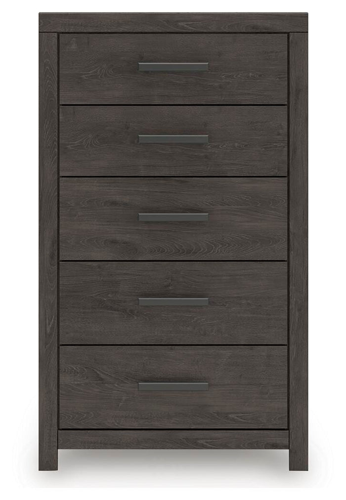 Prendonea Charcoal Five Drawer Chest - Brand New