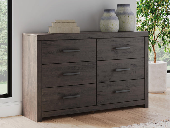 Prendonea Charcoal Six Drawer Dresser - Brand New