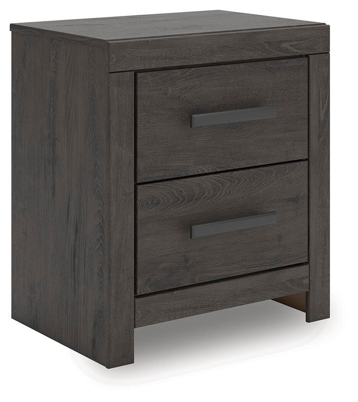 Prendonea Charcoal Two Drawer Night Stand - Brand New