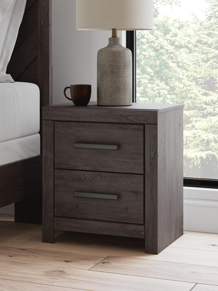 Prendonea Charcoal Two Drawer Night Stand - Brand New