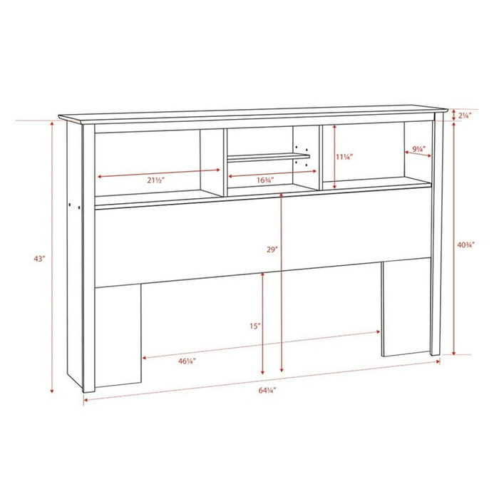 Prepac Monterey Cherry Full/Queen Bookcase Headboard - Brand New - Open Box