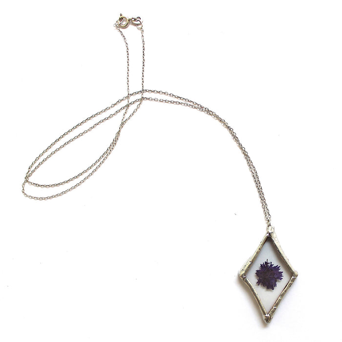 pressed flower in glass pendant necklace - option H