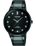 Pulsar Easy Style Mens Crystal Marker Dress Watch - Black Ion Finish - Bracelet - PG2051