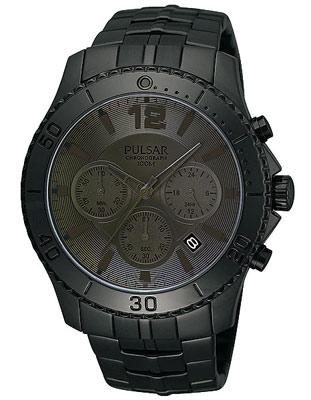 Pulsar Mens 100M Chronograph - Black Dial, Case and Bracelet - Date Display - PT3293_70d4b92d-830b-47b9-931e-a02ce9525dff