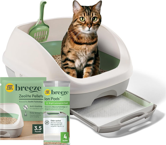 Purina Tidy Cats Litter Box System, BREEZE System Starter Kit Litter Box, Litter Pellets & Pads - Brand New