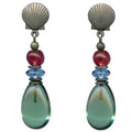 Tourmaline green glass post earrings from Owen Glass Collection featuring raindrop shape and elegant design.