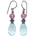 Blue and pink glass drop earrings from Owen Glass Collection featuring raindrop design, perfect for stylish accessories.