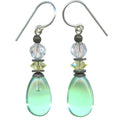 Peridot and yellow glass drop earrings from Owen Glass Collection featuring raindrop design and elegant craftsmanship.