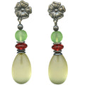Frosted pastel yellow glass post earrings from Owen Glass Collection featuring raindrop design and elegant, smooth glass finish.