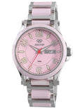 Reactor Ladies Crystal Watch - Pink & Stainless Steel - Day / Date - 200m - 69013