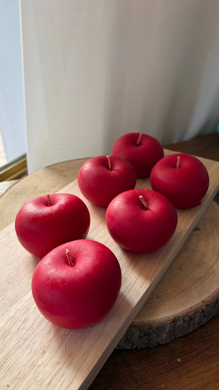 Realistic Red Apple Shaped Candle - Unscented & Scented: Apple Pie
