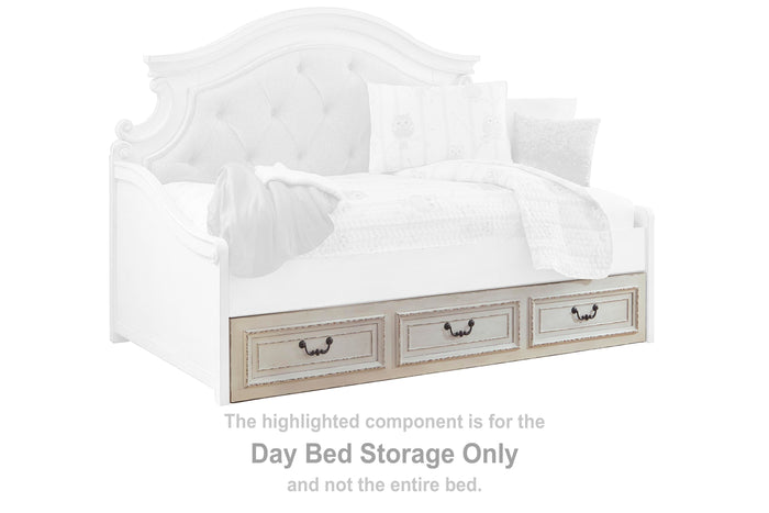 Realyn Chipped White Day Bed Drawer Storage