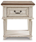 Realyn Chipped White One Drawer Night Stand - Brand New