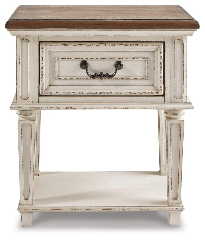 Realyn Chipped White One Drawer Night Stand - Brand New