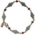 Red Austrian crystal bracelet with intricate filigree design from Owen Glass Collection, showcasing elegant craftsmanship.
