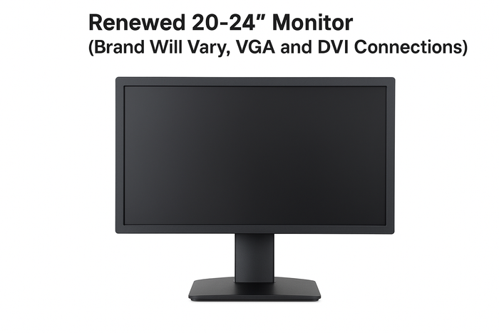 Renewed - 20-24" Monitor (Brand will vary, VGA and DVI connections)