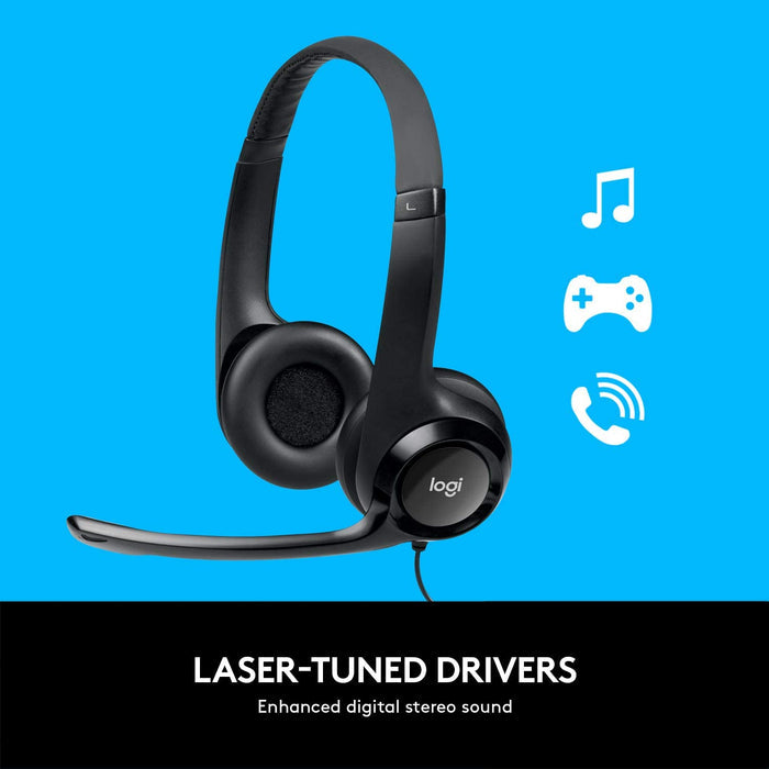 Renewed Logitech H390 Black - Noise Cancelling USB Headset