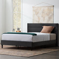 Rest Haven Renton Upholstered Channeled Platform Bed, King, Charcoal - Brand New