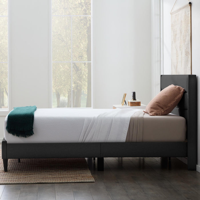 Rest Haven Renton Upholstered Channeled Platform Bed, King, Charcoal - Brand New