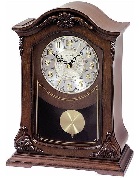 Rhythm WSM Nice II Musical Chiming Pendulum Mantel Clock - Wooden Case - CRJ732