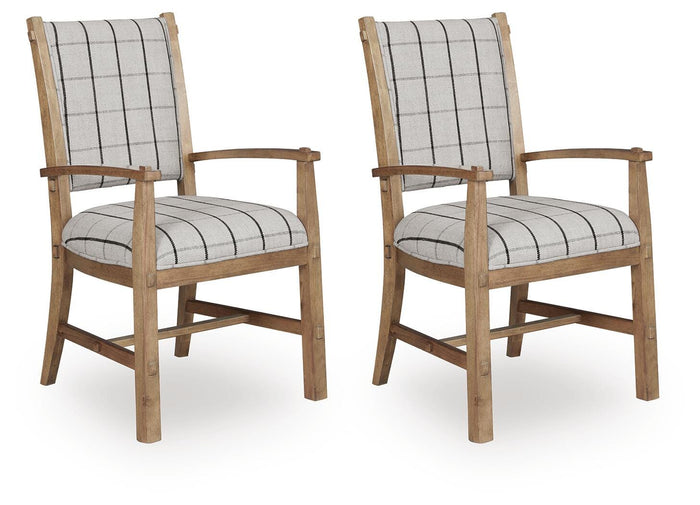 Ridgester Light Brown Dining UPH Arm Chair (Priced Per Item, Must Order 2, 4, 6, or 8) - Brand New