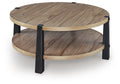 Ridgester Light Brown/Black Round Cocktail Table - Brand New