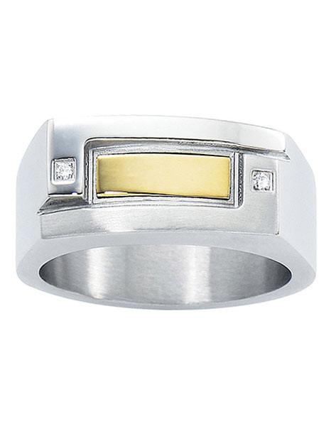 Rio Collection - Stainless Steel, 18k Gold and Diamonds - Ring - NRG-012000
