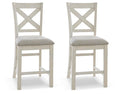 Robbinsdale Antique White Upholstered Barstool (Priced Per Item, Must Order 2, 4, 6, or 8) - Brand New