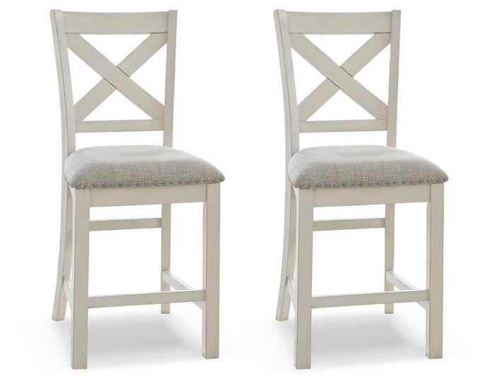 Robbinsdale Antique White Upholstered Barstool (Priced Per Item, Must Order 2, 4, 6, or 8) - Brand New