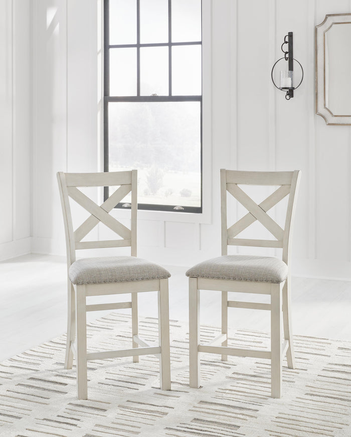 Robbinsdale Antique White Upholstered Barstool (Priced Per Item, Must Order 2, 4, 6, or 8) - Brand New