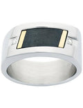 Rome Collection - Stainless Steel, Titanium, and 18k Gold - Ring - NRG-013000