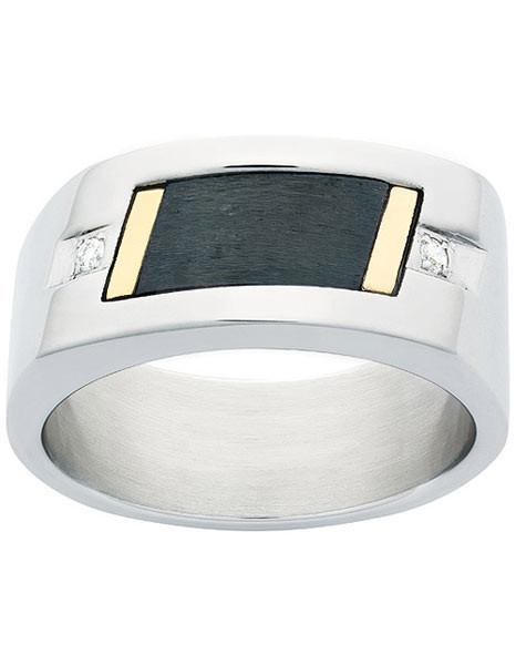 Rome Collection - Stainless Steel, Titanium, and 18k Gold - Ring - NRG-013000