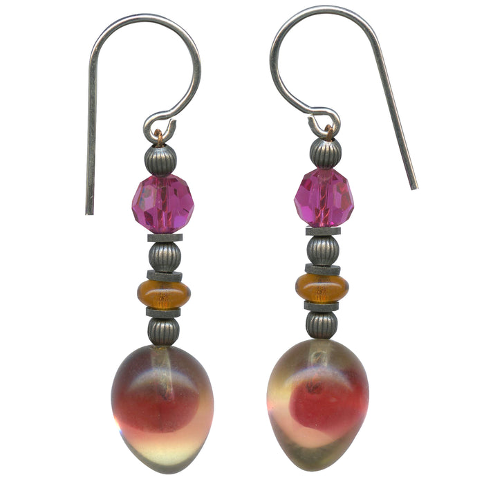 Owen Glass Collection Watercolors 22 earrings featuring vibrant watercolor-inspired design and silver hooks.