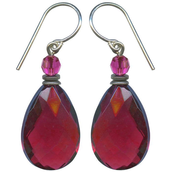 Rose Pink German Glass & Austrian Crystal Drop Earrings "High Street 17"