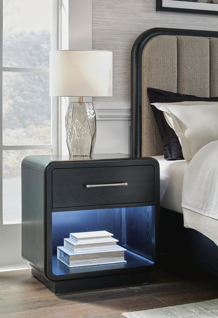 Rowanbeck Black One Drawer Night Stand - Brand New