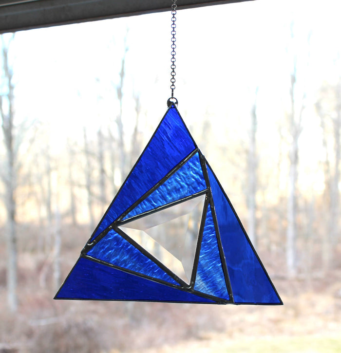 sacred triangles suncatcher: blue
