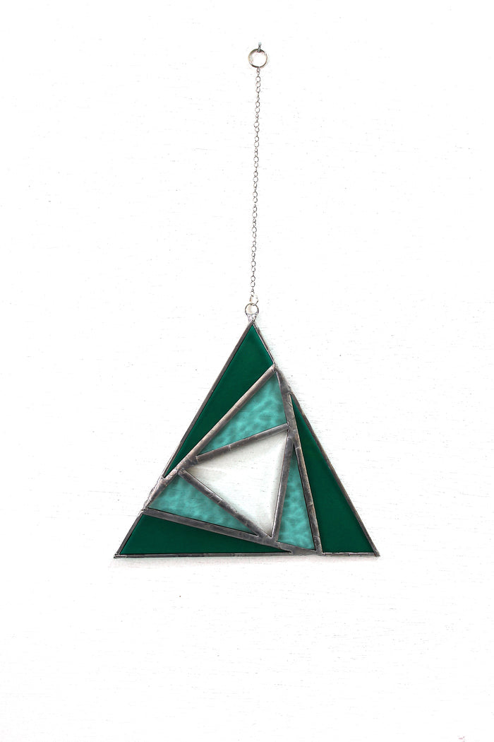 sacred triangles suncatcher: teal