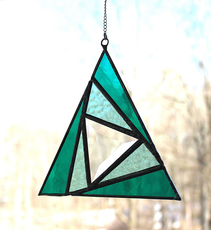 sacred triangles suncatcher: teal