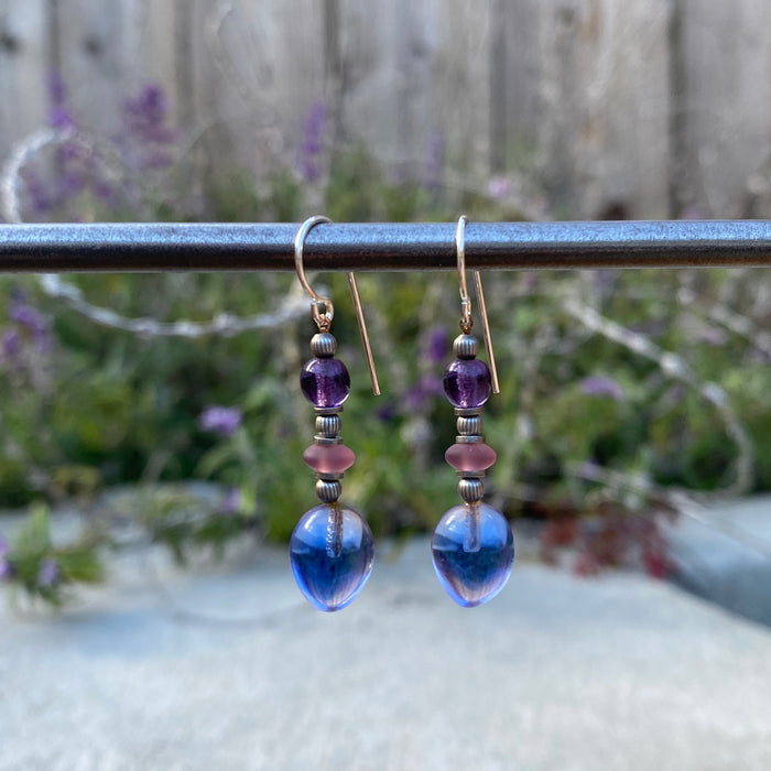 Owen Glass Collection Watercolors 28 earrings with colorful watercolor-inspired design and silver-tone hooks.