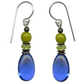 Sapphire German glass and Czech glass dangle earrings with raindrop design from Owen Glass Collection.